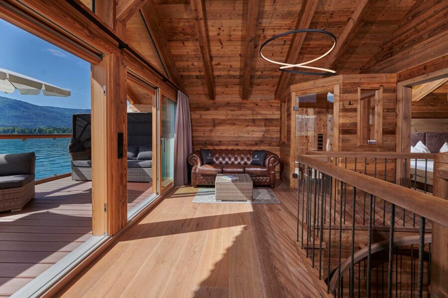 Swiss stone pine sauna with infrared