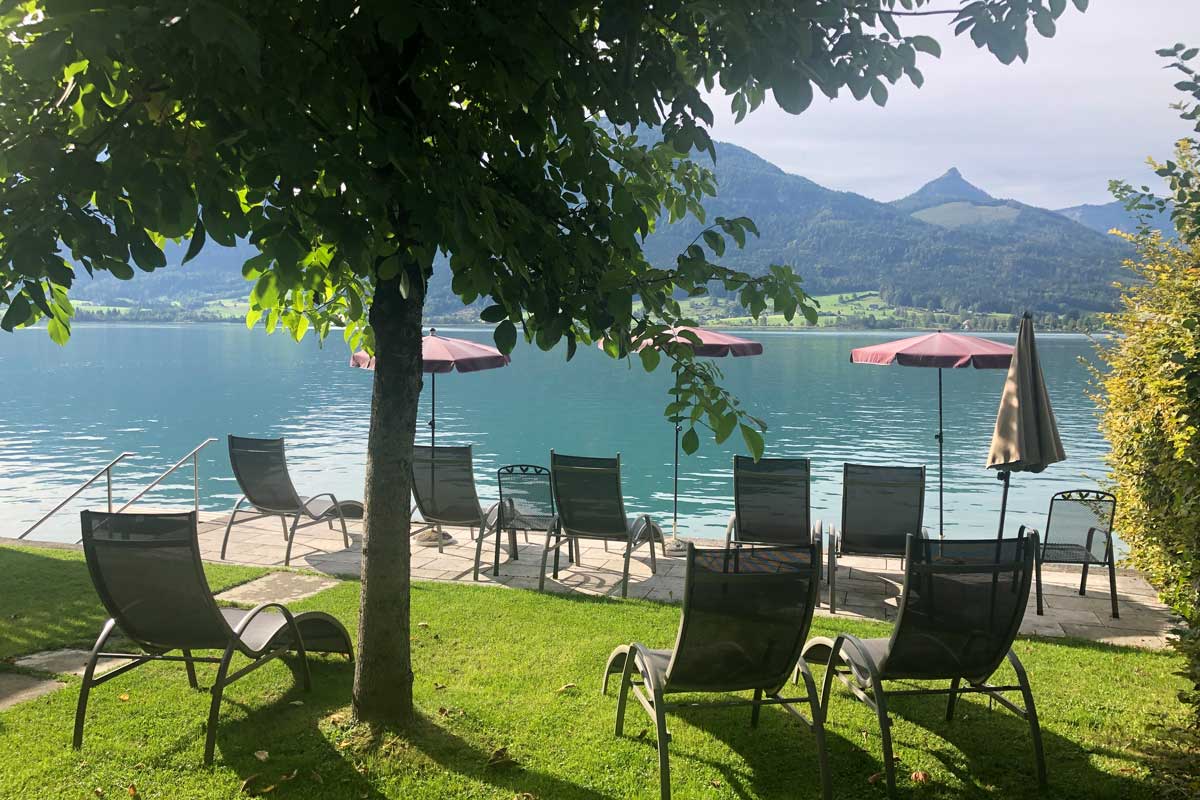 Private beach with sunbeds